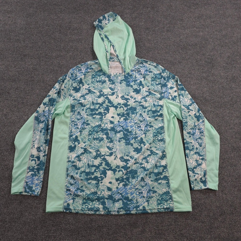 Huk Hoodie Mens XL Green Camo Icon X Tide Change Performance Fishing Sun Hike